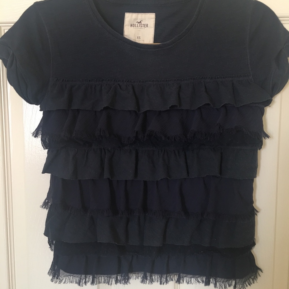 Navy Blue Ruffled T-Shirt - Picture 2 of 2